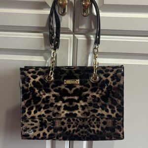 Anne Klein Animal Print Shoulder Bag with Black and Gold Details